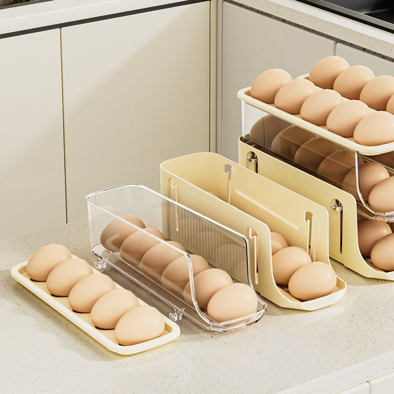 3 Tiers Egg Holder For Fridge - Automatic Scrolling Egg Rack Holder - Space-Saving Egg Dispenser Auto Rolling - Eggs Organizer Storage 17 Egg For Fridge