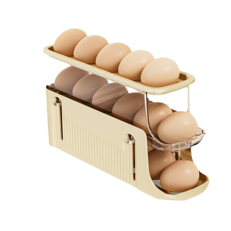 3 Tiers Egg Holder For Fridge - Automatic Scrolling Egg Rack Holder - Space-Saving Egg Dispenser Auto Rolling - Eggs Organizer Storage 17 Egg For Fridge