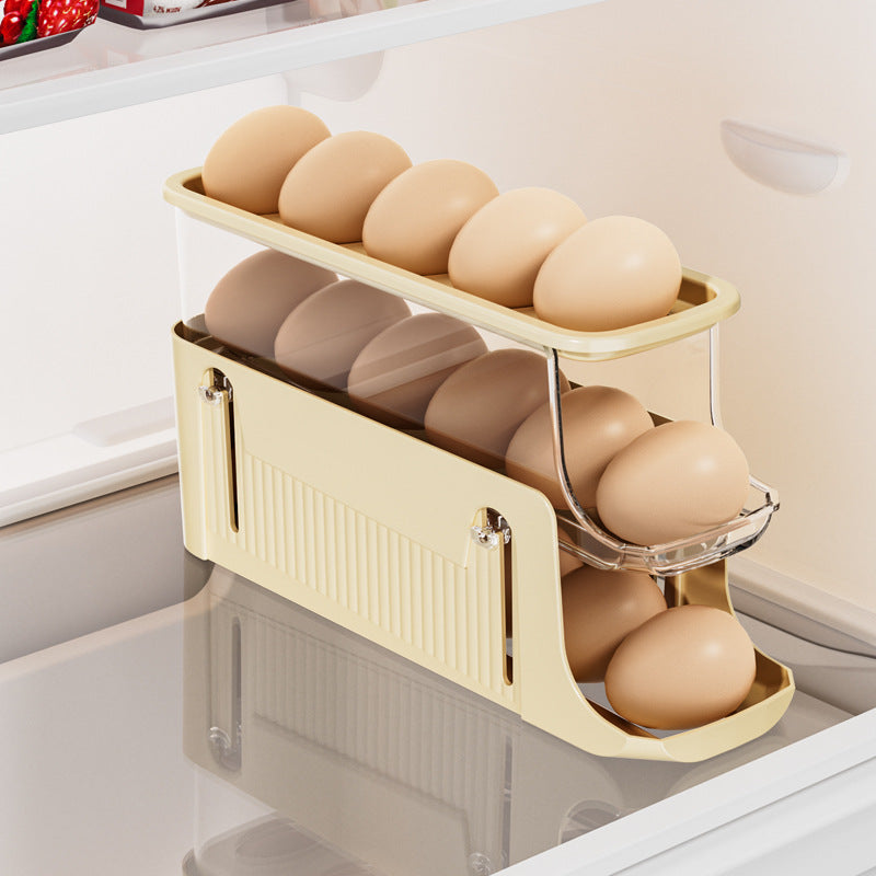 3 Tiers Egg Holder For Fridge - Automatic Scrolling Egg Rack Holder - Space-Saving Egg Dispenser Auto Rolling - Eggs Organizer Storage 17 Egg For Fridge