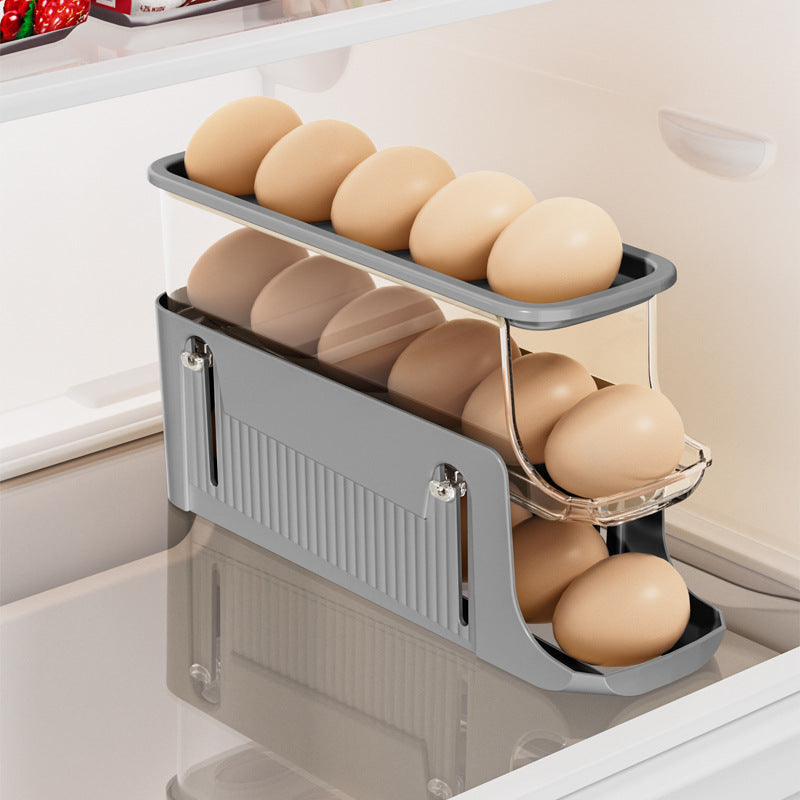 3 Tiers Egg Holder For Fridge - Automatic Scrolling Egg Rack Holder - Space-Saving Egg Dispenser Auto Rolling - Eggs Organizer Storage 17 Egg For Fridge