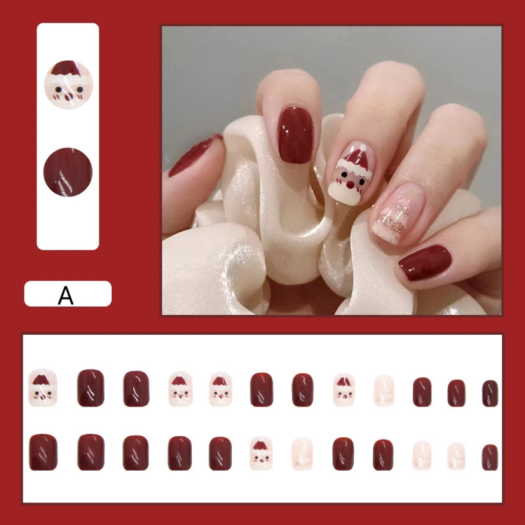 24-Piece Christmas Nail Art Set - Autumn and Winter Red Department Christmas Exclusive Nail Fa