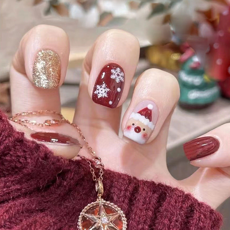 24-Piece Christmas Nail Art Set - Autumn and Winter Red Department Christmas Exclusive Nail Fa