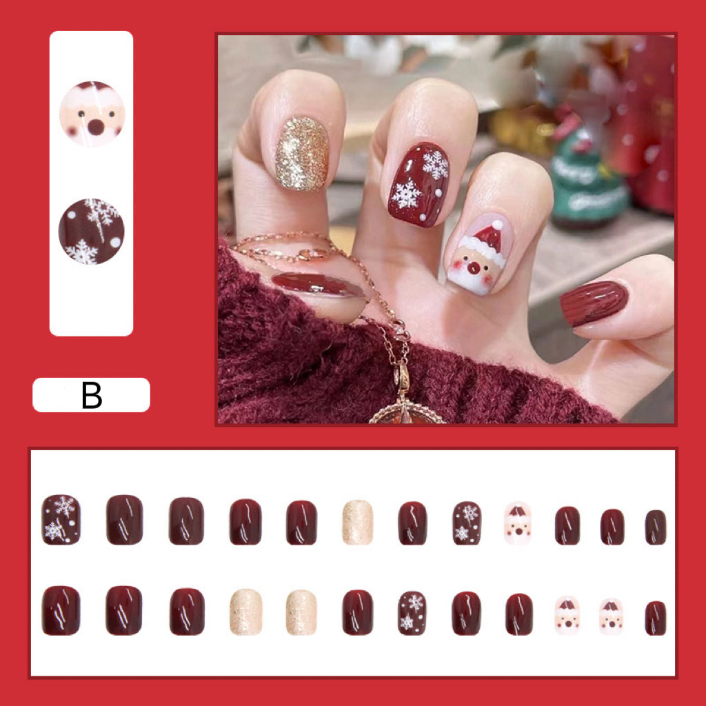 24-Piece Christmas Nail Art Set - Autumn and Winter Red Department Christmas Exclusive Nail Fa